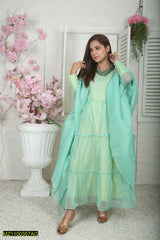 2 Pcs Women's Unstitched Organza Embroidered Suit