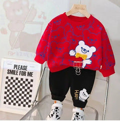 2 Pcs Girl's Fleece Printed Sweatshirt Tracksuit